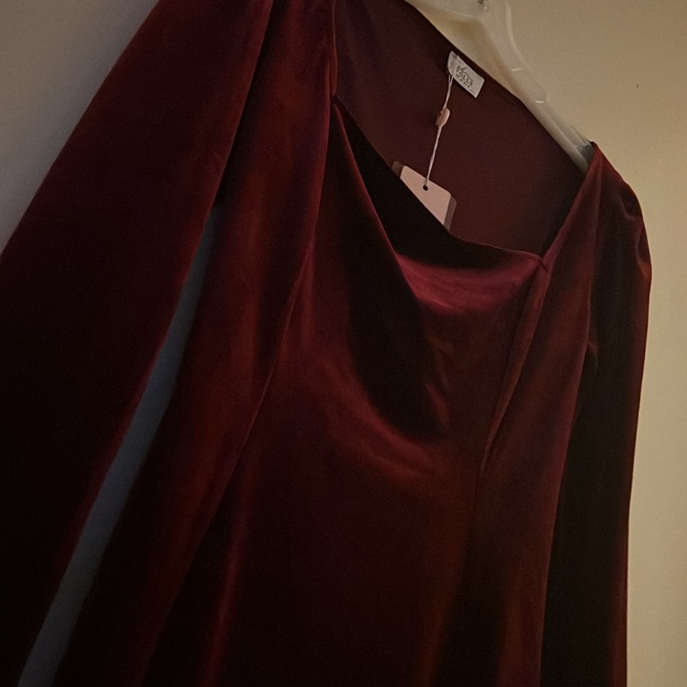 OH POLLY Elegant Burgundy Velvet Mini Dress
